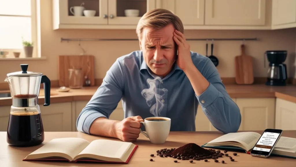 Pessoa frustrada pq não conseguiu fazer um café de qualidade