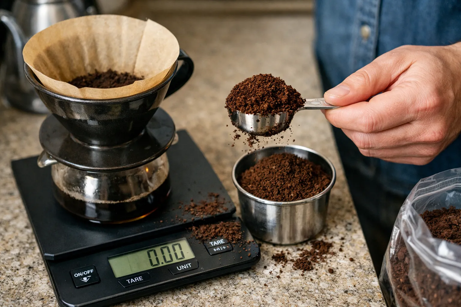 erros ao medir café em casa com colher sem balança prejudicando o sabor da bebida